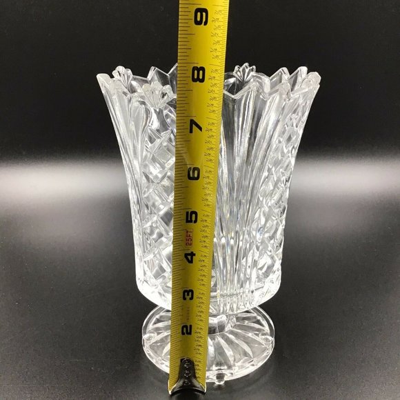 Unbranded Accents Lead Crystal Etched Hurricane Footed Candle